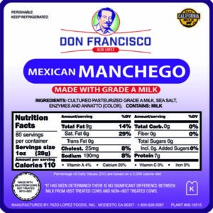 Mexican Manchego - Label 3-25x3-25in - 103119